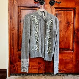 Beautiful Embroidered Sweater with Crystal Buttons